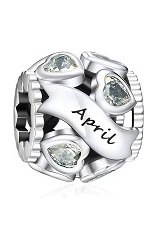 nice silver cubic zirconia heart April birthstone baby charm